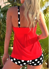 Polka Dot Ruched Red Tankini Set