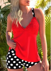 Polka Dot Ruched Red Tankini Set
