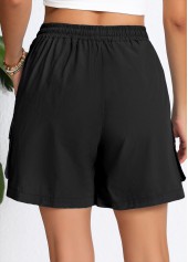 Black Elastic Waist Pocket High Waisted Shorts