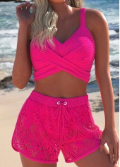 Criss Cross Hot Pink Lace Bikini Set