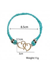Mint Green Heart Polyresin Material Anklet