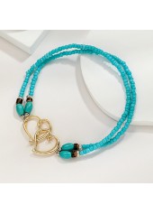 Mint Green Heart Polyresin Material Anklet