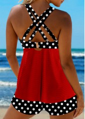 Polka Dot Jacquard Red Tankini Set