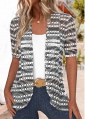 Textured Fabric Multi Color Short Sleeve Light Cardigan