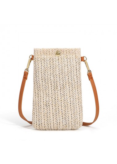 Weave Design Beige Magnetic Crossbody Bag