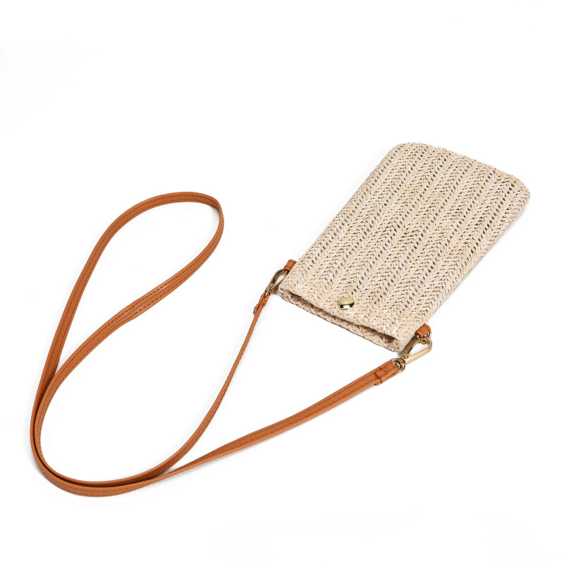 Weave Design Beige Magnetic Crossbody Bag
