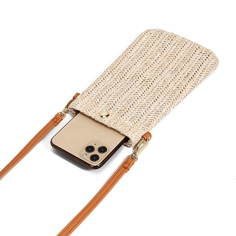 Weave Design Beige Magnetic Crossbody Bag