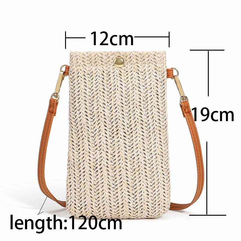 Weave Design Beige Magnetic Crossbody Bag