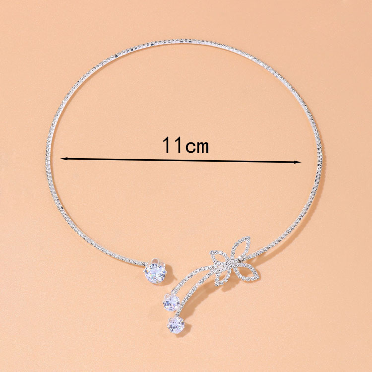 Rhinestone Silvery White Butterfly Alloy Necklace