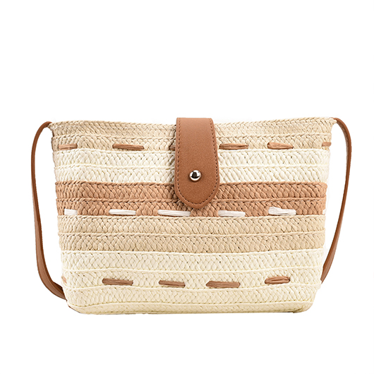 Light Camel Striped Hasp Crossbody Bag USD 26.98