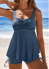 Mid Waisted Surplice Grey Tankini Set