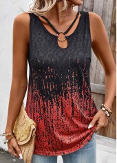 Dark Grey Marl Circular Ring Plus Size Tank Top