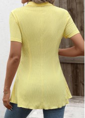 Patchwork Yellow Short Sleeve Fake Two Piece Twinset