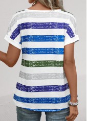 Multi Stripe Print Breathable Sky Blue T Shirt