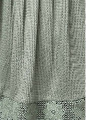 Lace Sage Green Short Sleeve Square Neck T Shirt