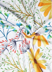 Floral Print Lightweight White A Line Sleeveless Dress