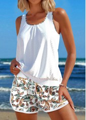 Paisley Print Jacquard White Tankini Set