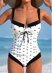 Cut Out Tie Back White One Piece Swimwear