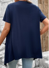 Handkerchief Hem Navy Short Sleeve Light Cardigan