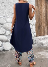Tribal Print Lightweight Navy Ankle Length Top  and Pants