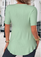 Polka Dot Green Short Sleeve Fake Two Piece Twinset