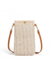 Weave Design Beige Magnetic Crossbody Bag