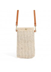 Weave Design Beige Magnetic Crossbody Bag