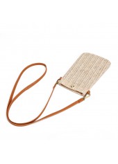Weave Design Beige Magnetic Crossbody Bag