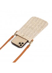 Weave Design Beige Magnetic Crossbody Bag