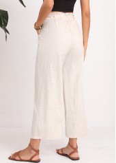 Light Camel Button High Waisted Drawastring Pants