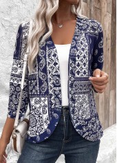 Tribal Print 3/4 Sleeve Navy Light Cardigan