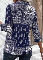 Tribal Print 3/4 Sleeve Navy Light Cardigan