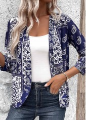 Tribal Print 3/4 Sleeve Navy Light Cardigan