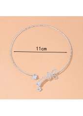 Rhinestone Silvery White Butterfly Alloy Necklace