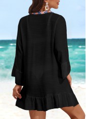 Patchwork Black Lace Up Cover Up
