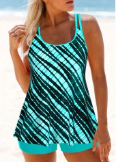 Mid Waisted Tie Dye Print Patchwork Tankini Set