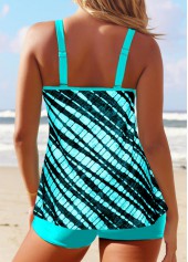 Mid Waisted Tie Dye Print Patchwork Tankini Set