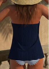 Striped Cross Hem Navy Tankini Set
