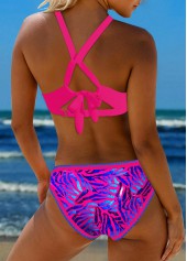 Tie Back Contrast Binding Hot Stamping Bikini Set
