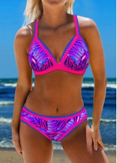 Tie Back Contrast Binding Hot Stamping Bikini Set