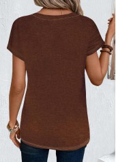 Ombre Dark Coffee Short Sleeve Round Neck T Shirt