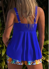 Plus Size Royal Blue Animal Print Surplice Tankini Set