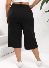 Black Plus Size Lightweight Elastic Waist High Waisted Pants