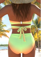 High Waisted Ombre Criss Cross Multi Color Bikini Set