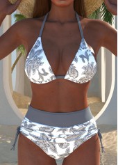 Tribal Print Patchwork Grey Bikini Set