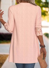 Embroidery Dusty Pink 3/4 Sleeve Light Cardigan