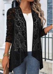 Lace Black 3/4 Sleeve Light Cardigan