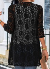 Lace Black 3/4 Sleeve Light Cardigan