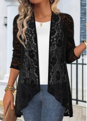 Lace Black 3/4 Sleeve Light Cardigan