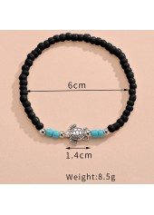 Black Turtle Design Polyresin Beaded Anklet